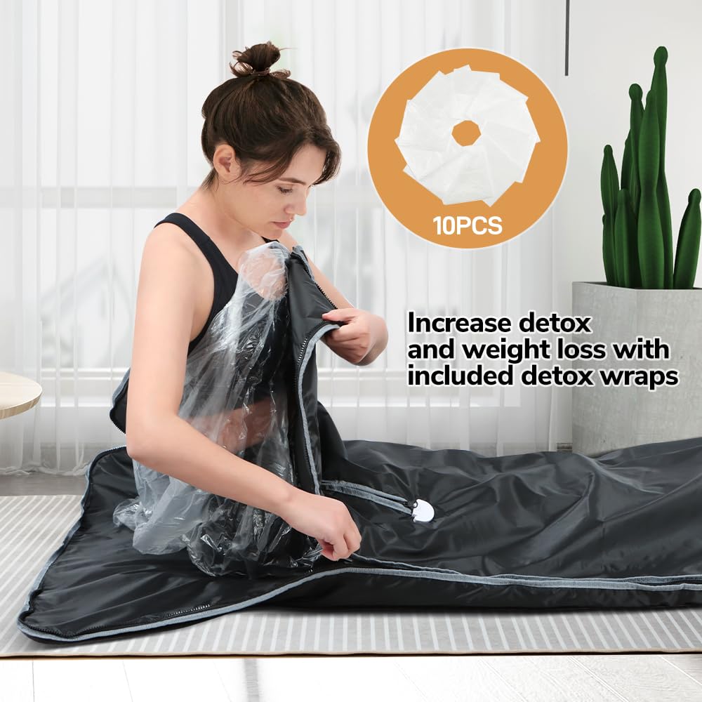 Panana Sauna Blanket for Detoxification Portable Far Infrared Sauna Calm Your Body and Mind for Home Detox Relaxation, 113-176℉, 20-60 Minutes Timer