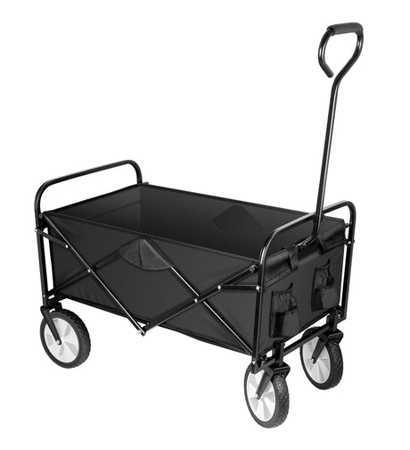 YSSOA Rolling Folding & Rolling Collapsible Garden Cart, Outdoor Camping Wagon Utility with 360 Degree Swivel Wheels & Adjustable Handle, Black 220lbs Weight Capacity YSSOA