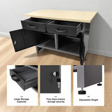 JZD Steel Garage Cabinets System Set, Includes Wood Workbench, Tool Cabinet, Black & Grey JZD