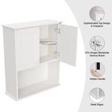 Bathroom Wall Cabinet Wooden with 2 Doors,Over the Toilet Storage Cabinet,Bathroom and Laundry Wall Mount Storage Medicine Cabinet with Open and Adjustable Shelf,Easy Assembly (Style A -1 PC, White) NewBeth