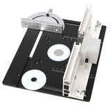 KETIPED Aluminium Router Table Insert Plate,Woodworking Benches Router Flip Plate W/Miter Gauge Guide Aluminium Fence Sliding Brackets,Multifunctional Trimming Engraving Table,MG-054BK KETIPED