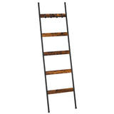 ELYKEN Blanket Ladder for Living Room, Farmhouse 5 -Tier Quilt Holder with 4 Removable Hooks for Bathroom, Wood Towel Rack Display, Wall Anchor Leaning Decorative Stand for Home Decor, Rustic Brown ELYKEN