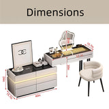 BLOVARI Luxury Makeup Vanity Table with Drawers, Wireless Charging Station & Speaker, Solid Wood Vanity Desk with LED Smart Makeup Mirror for Bedroom 48" BLOVARI