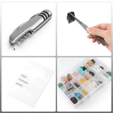 MYSTERYSTONE 23 Pieces Rock Hammer Kit for Rock Hounding, Complete Great Bundle including Steel Rock Pick Hammer,3-Pieces Heavy Duty Chisel Set,Updated Mussette Bag and Many More Mysterystone