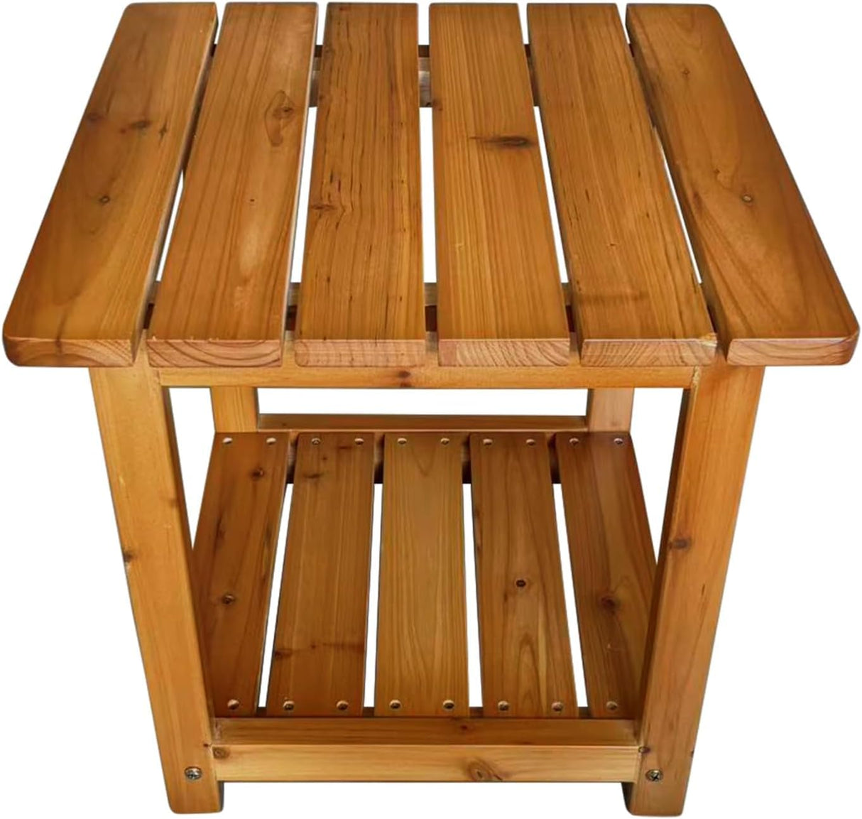 Wooden Rocking Chair with Comfortable Backrest Inclination, High Backrest and Deep Contoured Seat, Solid Fir Wood, Heavy Duty 600 LBS, for Backyard, Porch and Patio (Teak Tone with Table) Fortune Candy