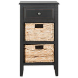 Safavieh Home Collection Everly Drawer Distressed Black 1-Drawer 2 Removable Baskets Side Table Safavieh
