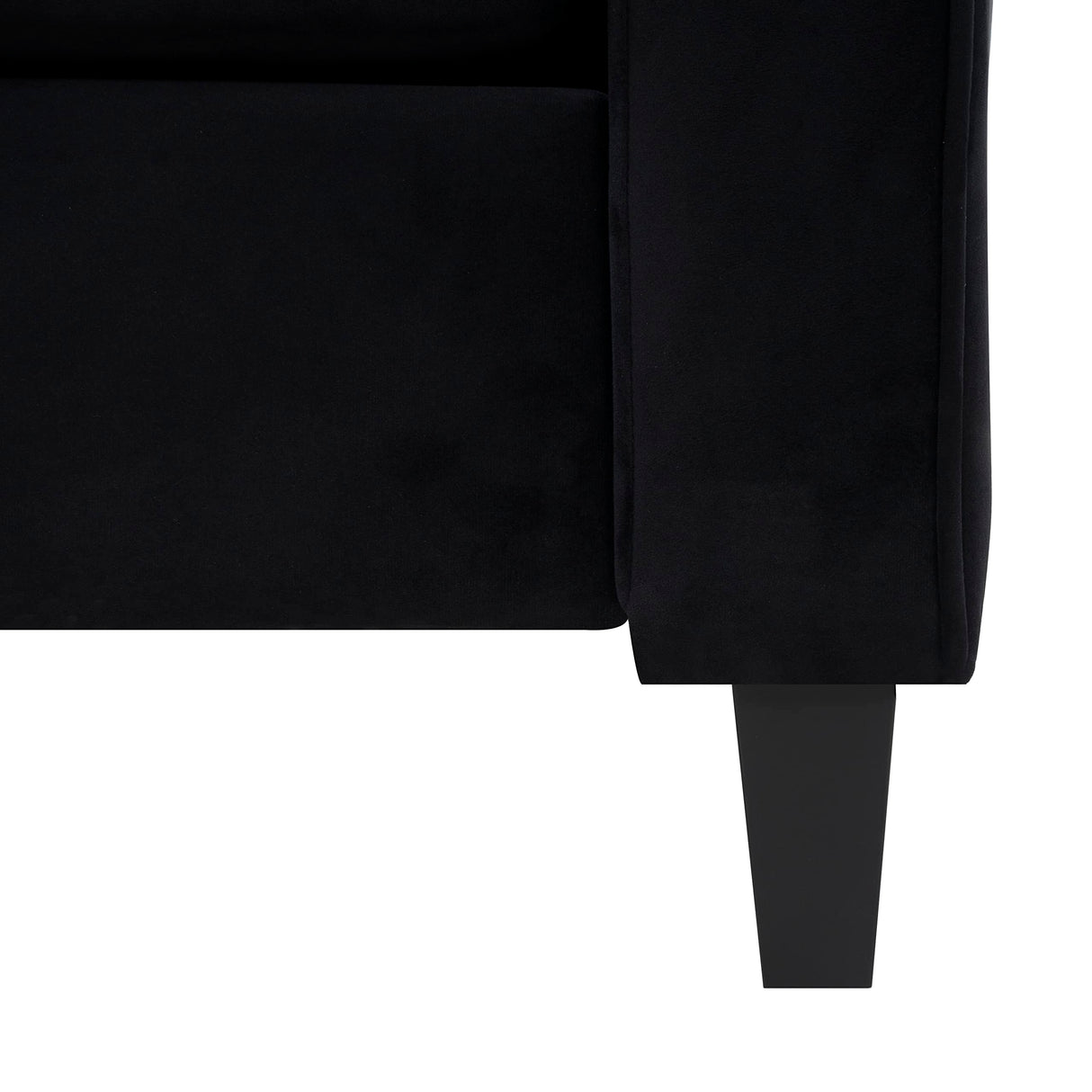 Raelynn Button Tufted Loveseat Affordable Black Loveseat for Budget-Conscious Buyers Microfiber Couch for Small Spaces Durable Sturdy Living Room Furniture Tool-Free Assembly and Easy Maintenance Naomi Home