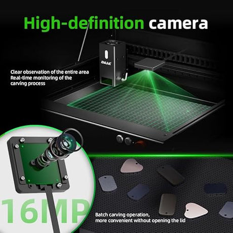DAJA A8 20W Diode Desktop Laser Engraver Machine with Air Assist Smart 16MP Cameras, 600mm/s Speed Beginner-friendly Class 1 Safety Laser Engraver for Wood and Metal, Acrylic, DAJA