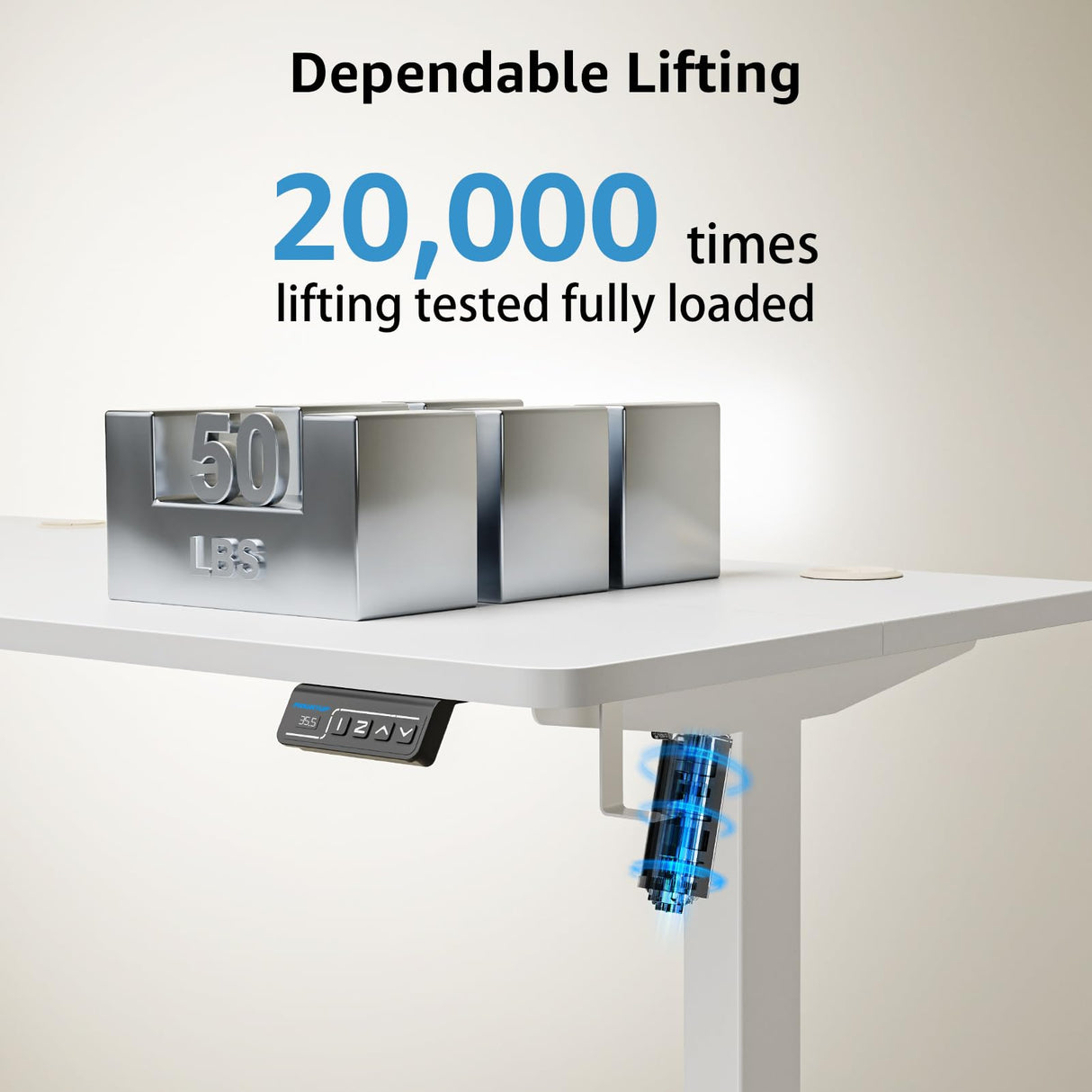MOUNTUP Electric Height Adjustable Standing Desk, 48 x 24 Inches Sit Stand Desk with Memory Controller, Ergonomic Stand Up Desk for Home Office with Splice Board, White MOUNTUP