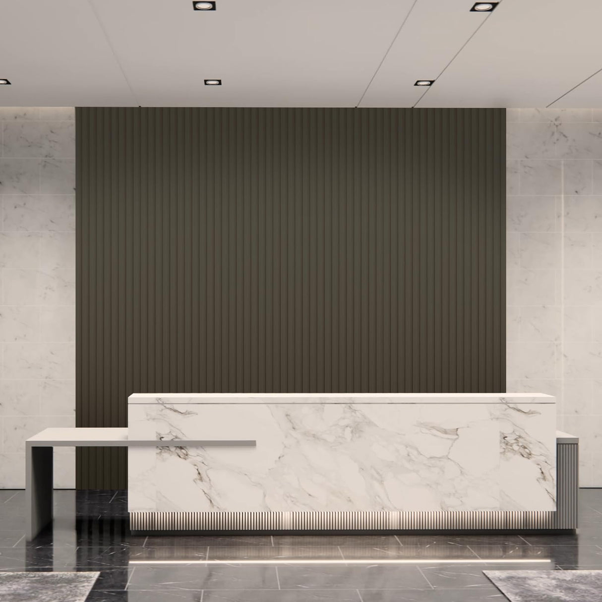 Art3d 8-Pack 96 x 6in. WPC Acoustic Slat Wall Panel for Modern Interior Decor, TV Background, Living Room, Grey Oak Art3d