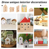 OLYCRAFT 15Pcs Unfinished Wooden House Shaped Blocks House Blank Wood Cutouts Wood Blocks with Hole Wooden Display Decoration Pieces for Home Kitchen Office Shelf Coffee Bar Decor -15 Styles OLYCRAFT