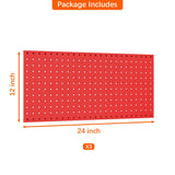 TORACK 3 PCS Metal Pegboard Panels(12x24 inch) for Wall Garage Tools Storage Pegboard System for Workbench, Modular Peg Board Tool Organizer Board Kit(Pack of 3, Red) TORACK