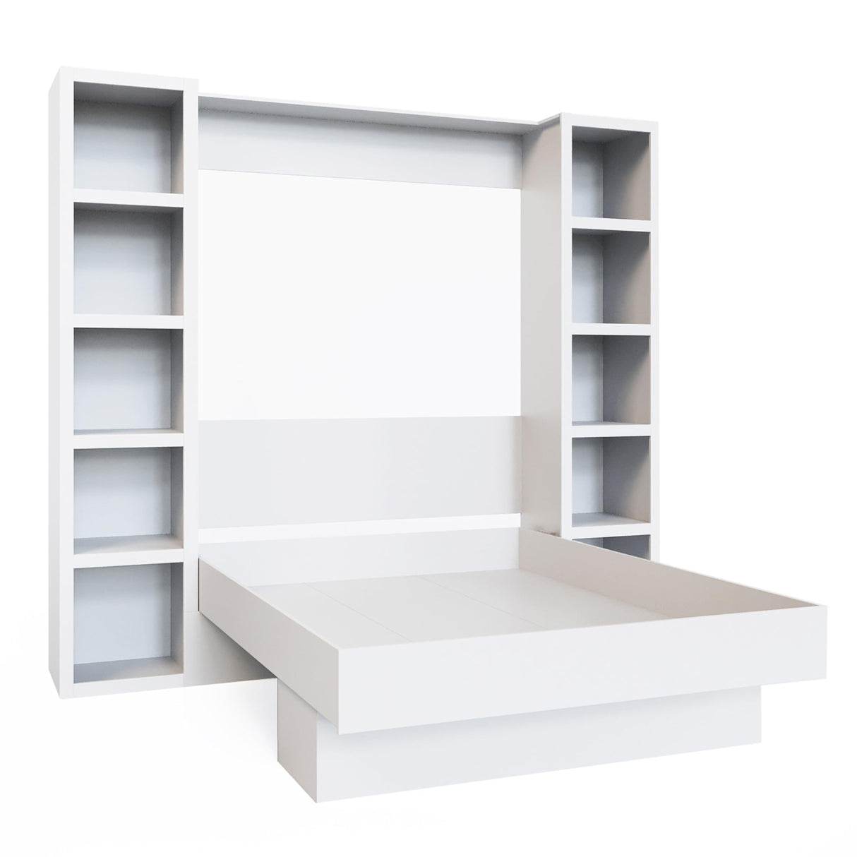 Oakland Living Easy-Lift Queen Murphy Wall Bed in White with Two Bookshelves Oakland Living