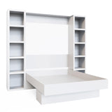 Oakland Living Easy-Lift Queen Murphy Wall Bed in White with Two Bookshelves Oakland Living