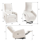 Jocisland Power Lift Recliner Chairs for Adults, Small Electric Recliners with High Back & Side Pocket for Nursery Living Room Bedroom, Comfy Upholstered Modern Nursing Single Sofa, Teddy White Jocisland