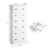 LIKIMIO Small Dresser Tall, 6 Drawer Tall Skinny Dresser with Colorful Handles, Chest of Drawers for Bedroom, 51.5" H Modern Wooden Floor Storage Cabinet with Metal Sliding Rail, White LIKIMIO