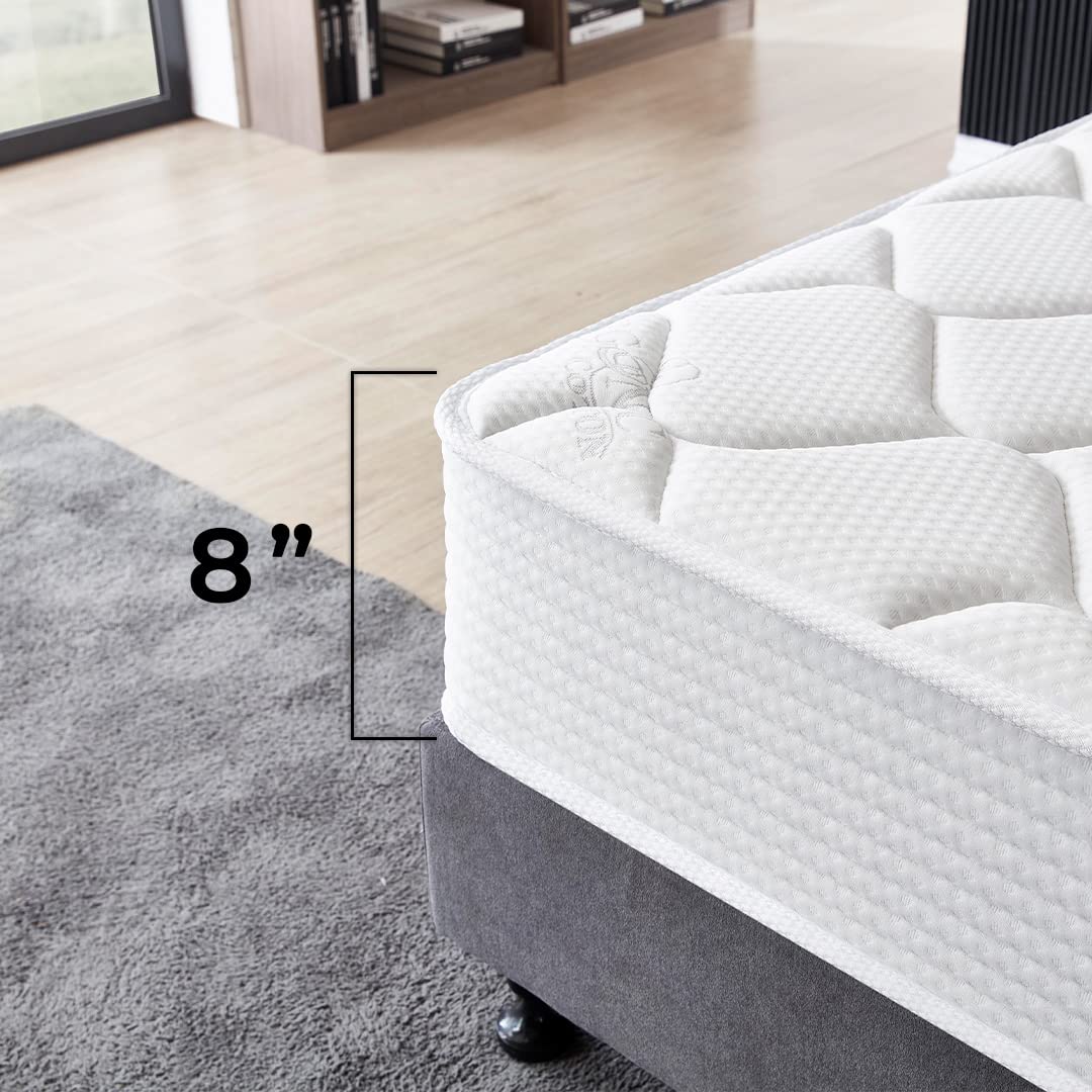 Oliver & Smith California King Mattress- 8 Inch Hybrid Cal King Mattress- Pocketed Coil Springs & High Density Premium Cold Foam with Breathable Polyester Cover- Comfort Tight Top- Medium Firm