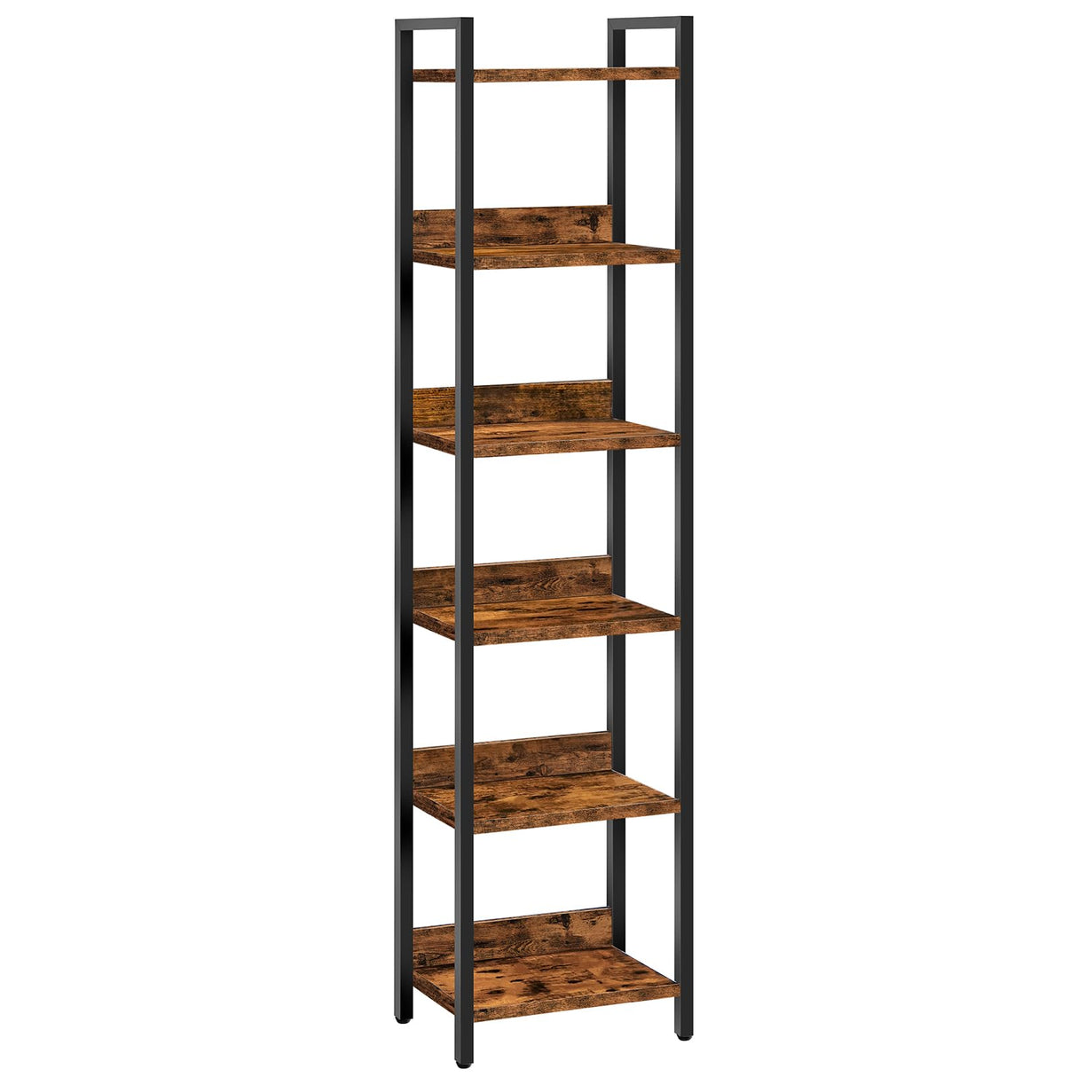 MAHANCRIS Bookshelf, 6-Tier Bookcase, Standing Book Shelf for Small Space, Storage Shelf Organizer, for Living Room, Bedroom, Study, Balcony, Rustic Brown and Black BKHR6601 MAHANCRIS