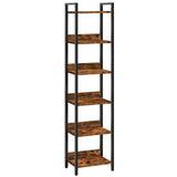 MAHANCRIS Bookshelf, 6-Tier Bookcase, Standing Book Shelf for Small Space, Storage Shelf Organizer, for Living Room, Bedroom, Study, Balcony, Rustic Brown and Black BKHR6601 MAHANCRIS