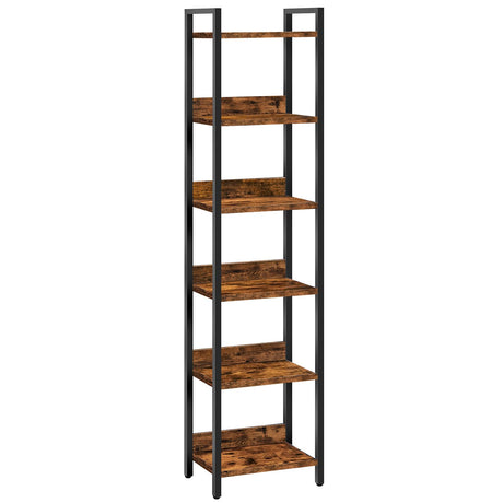 MAHANCRIS Bookshelf, 6-Tier Bookcase, Standing Book Shelf for Small Space, Storage Shelf Organizer, for Living Room, Bedroom, Study, Balcony, Rustic Brown and Black BKHR6601 MAHANCRIS