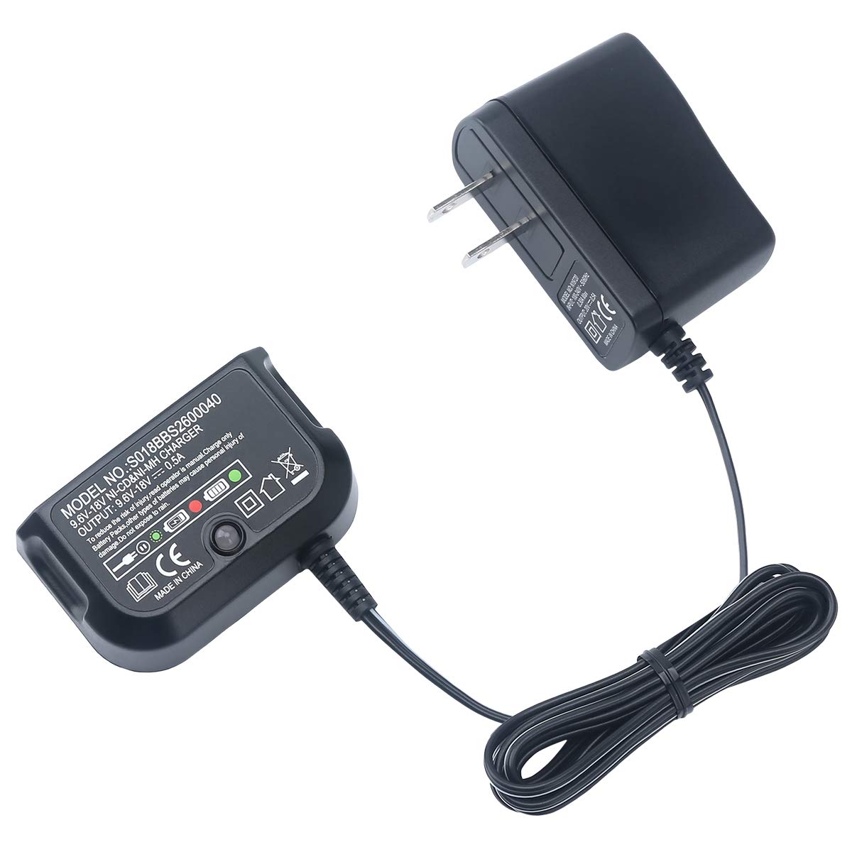 Biswaye 9.6V-18V Multi Volt Battery Charger Compatible with Black & Decker 18V 14.4V 12V 9.6V NiCD NiMH Battery HPB18-OPE HPB18 HPB14 HPB12 HPB96 244760-00 A1718 FS18FL FSB18 Biswaye