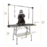 ROOMTEC 46" Dog Grooming Table,Foldable Home Pet Bathing Station with Adjustable Height Arm/Noose/Mesh Tray ROOMTEC