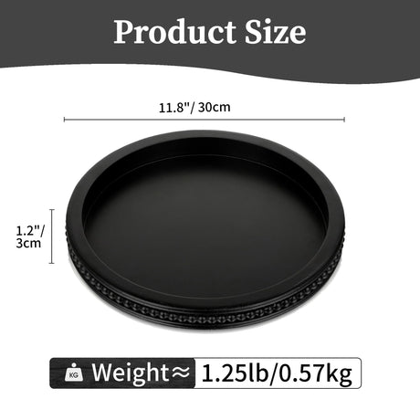 Hanobe Decorative Serving Tray Wood: Black Bead Round Tray for Coffee Table Rustic Wooden Trays Decor Farmhouse Kitchen Counter Circle Tray Vintage Centerpiece for Living Room Home Organizer Hanobe