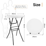 Cocktail Table 28in Portable Folding Bar Height Table, Compact Round High Top Plastic & Steel Bistro with Removable Legs, for Indoor Outdoor RV Patio Catering Parties Commercial Events pollilar