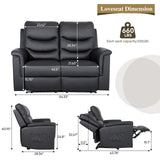 RIHEREFY RV Loveseat Recliner, Double Recliner with Adjustable Footrest/Cup Holder/Side Pocket, RV Wall Hugger Reclining Loveseat, 2-Seater Reclining Sofa Couch for Living Room & Home Theater RIHEREFY