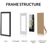 BSRHOME 8x10 Picture Frame Set of 6, Display Pictures 5x7 with Mat or 8x10 Without Mat for Tabletop Display and Wall Mounting, Black BSRHOME