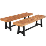 Sophia & William Outdoor Bench Garden Bench Wood 63", Patio Dining Bench Weatherproof, Wooden Park Front Porch Benches for Outside, Backless Acacia Wood Bench Long Narrow Clearance, 2 Pack, Teak Sophia & William