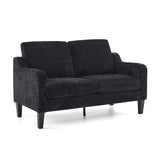VINGLI Mid-Century Modern Loveseat Sofa Couch, Living Room 53" Love Seat 2 Seater Upholstered Comfy Couches with Scooped Armrest for Small Spaces, Dorm, Bedroom, Apartment, Office (Black) VINGLI