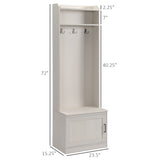HOMCOM Narrow Hall Tree with Shoe Storage Bench, Rustic Entryway Bench with Coat Rack, Accent Coat Tree with Storage Shelves for Hallway, Mudroom, White Wood Grain HOMCOM