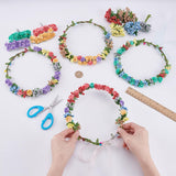 INFUNLY 12Sets DIY Flower Crowns Making Kit Make Your Own Flower Wreath Fairy Flower Headbands and Bracelets Handmade Floral Garland Kit Floral Crowns Head Hair Accessories for Wedding Birthday Party INFUNLY
