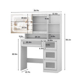 Makeup Vanity Desk with Sliding Mirror and Lights, 4 Drawers & Charging Station, LED Light, Vanity Table with Adjustable Brightness & 3 Colour Light Modes, Dresser Desk and Cushioned Stool Set, White Vabches