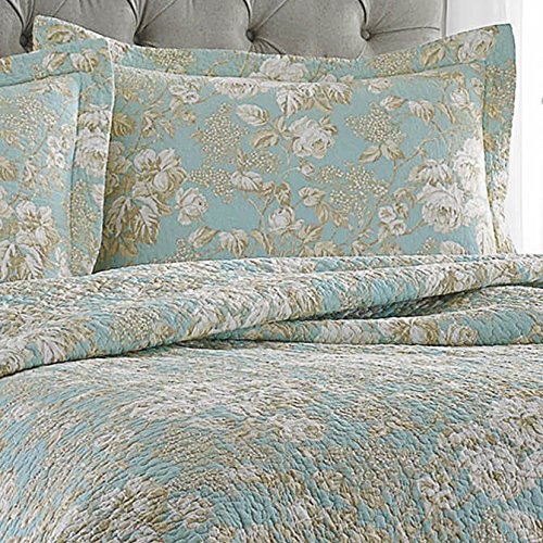 Laura Ashley Home - King Quilt Set, Cotton Reversible Bedding with Matching Shams, Bedroom Decor Ideal for All Seasons (Brompton Green, King) Laura Ashley
