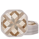 UMIRRO Absorbent Felt Coasters for Drinks with Silicone Case, Rustic Country Farmhouse Cup Coaster Set for Wooden Coffee Table Decor, Boho Tile Design, Brown, 4", 4 Pack Umirro