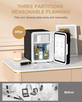 CUTIEWORLD Makeup Fridge With Dimmable LED Light Mirror, 4L Mini Fridge for Bedroom, Car, Office & Dorm, Cooler & Warmer, Portable Small Refrigerator for Cosmetics, Skin Care and Food, Black CUTIEWORLD