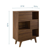 Modway Render Three-Tier Display Storage Cabinet Stand, Walnut Modway