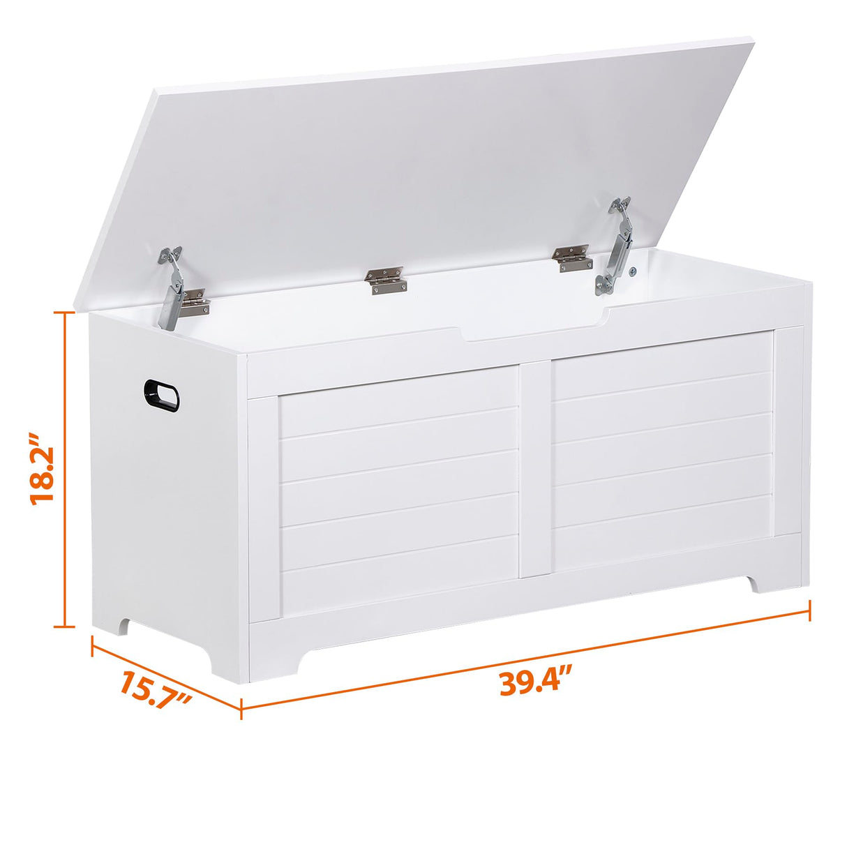 Epetlover Wooden Storage Chest Box with Flip-top Lid & Safety Hinge, 39.4 Inch Living Room Organizer, Bedroom Bench, White Epetlover