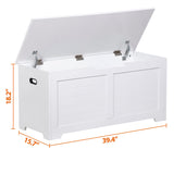 Epetlover Wooden Storage Chest Box with Flip-top Lid & Safety Hinge, 39.4 Inch Living Room Organizer, Bedroom Bench, White Epetlover