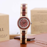 BEWELL Wood Watch Women Analog Quartz Handmade Lightweight Dress Wristwatches with Small Dial BEWELL