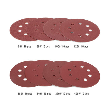WORKPRO 80-Piece Sanding Disc Set，5-Inch 8-Hole Hook and Loop Sanding Discs, 60, 80, 100, 120, 180, 240, 320, 400 Grits Sandpaper for Random Orbital Sander(Not for Oscillating Tools or Mouse Sander) WORKPRO