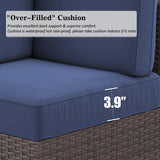 LayinSun 13 Pieces Outdoor Patio Furniture Set with 44" Fire Pit Table Brown Rattan Sectional Sofa Conversation Sets LayinSun