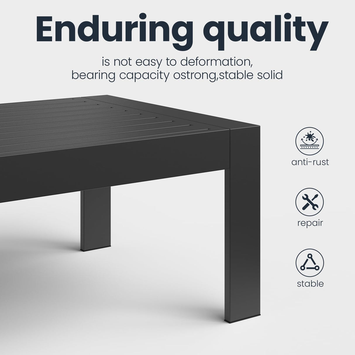 Aeeiua Outdoor Rectangle Patio Aluminum Coffee Tables for Outside, All Weather Patio Slatted Tabletop for Indoor or Outdoor Use Aeeiua