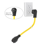 15-Ft 12AWG 90-Degree 15Amp to 20Amp Extension-Cable,Right-Angle 15 Amp Household Plug to 20-Amp Extension Cord,Nema 5-15P to 5-20R,5-15P to 6-15R/20R,15A 125V to 20A Angled AC Power Extension-Cord ADCAUDX