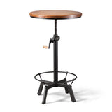 BOKKOLIK Vintage Height Adjustable Industrial Bar Table with Wooden Top - 33.47-39.37 Inch Swivel Design BOKKOLIK