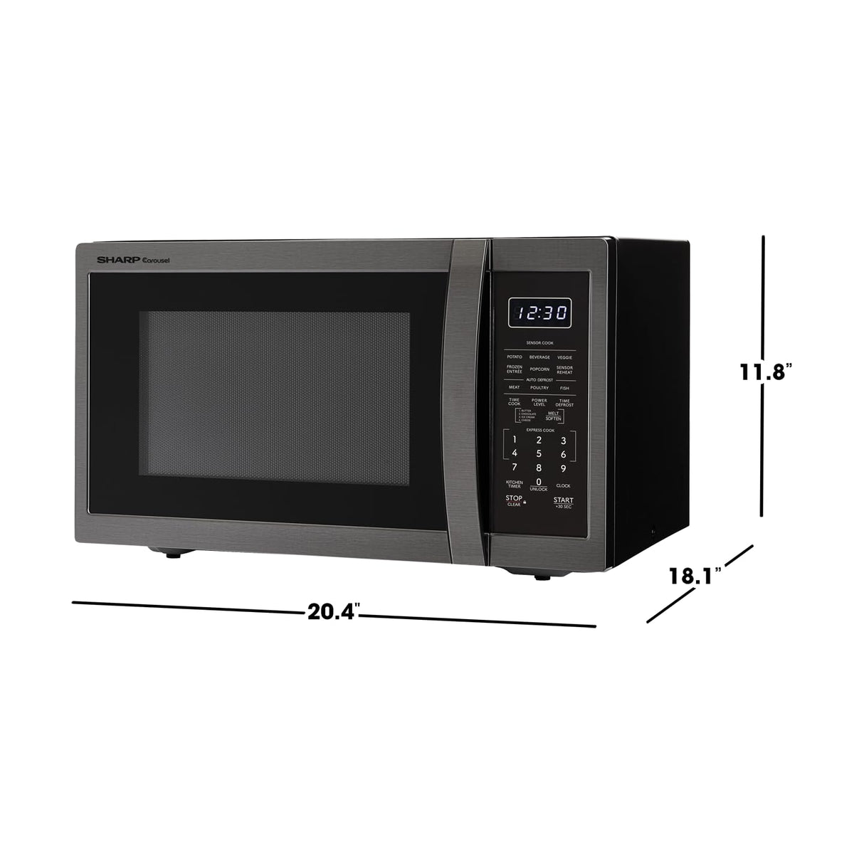 SHARP SMC1452KH ZSMC1452CH 1,100 Watt Countertop Microwave Oven, Cubic Foot, Black Stainless Steel, 1.4 CuFt Sharp