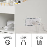 HOOBRO White Vanity Desk with Mirror and Lights, Farmhouse Vanity Makeup Desk with Charging Station, 41.5" Makeup Vanity Desk with Lighted Mirror, Power Outlet HOOBRO