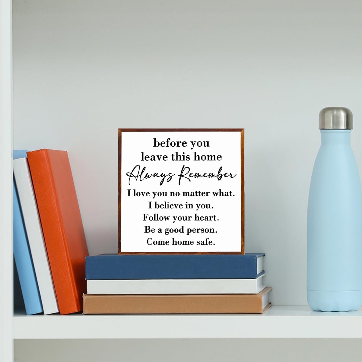 Inspirational House to live in Farmhouse, Entryway Decor Wooden Box, Always Remember You are Braver Than You Think Rustic Wood Block Plaque Box Sign for Family Friends Shelf Table Decoration. （white） MIOOKISS